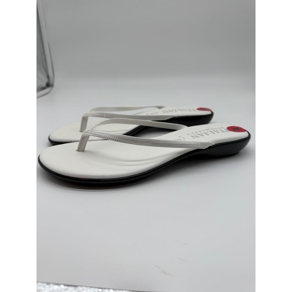Italian Shoemakers Wise White Thong Wedge Sandals Womens 10 Made in Italy